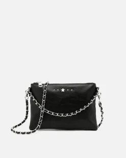Misako Bolso bandolera de fiesta pequeño con doble cadena extraíble y detalles metálicos