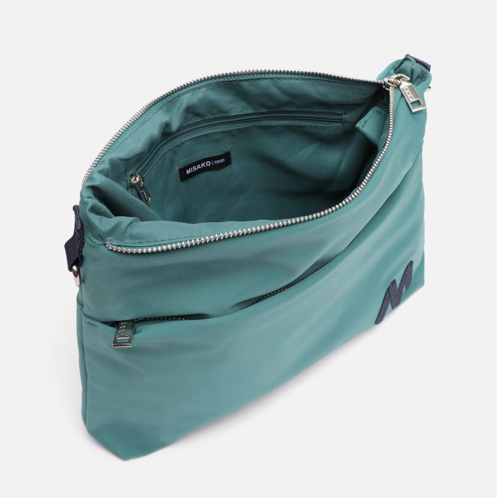 Misako Bolso bandolera de nylon con textura de neopreno
