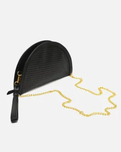 Misako Bolso de fiesta en media luna trenzado con asa bandolera extraíble