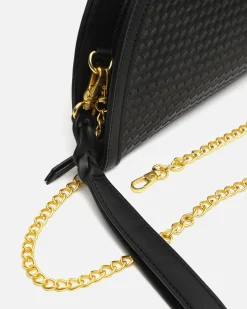 Misako Bolso de fiesta en media luna trenzado con asa bandolera extraíble