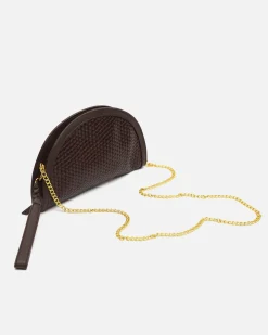 Misako Bolso de fiesta en media luna trenzado con asa bandolera extraíble