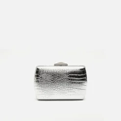 Misako Bolso de mano de fiesta con correa animal print metalizado