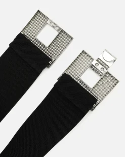 Misako Cinturón ancho elástico con detalles brillantes