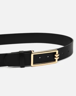 Hombre Misako Cinturón liso con hebilla rectangular