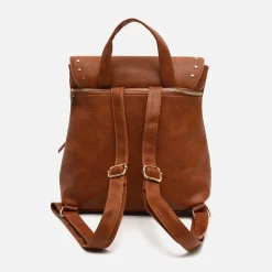 Misako Mochila con solapa y detalles metálicos
