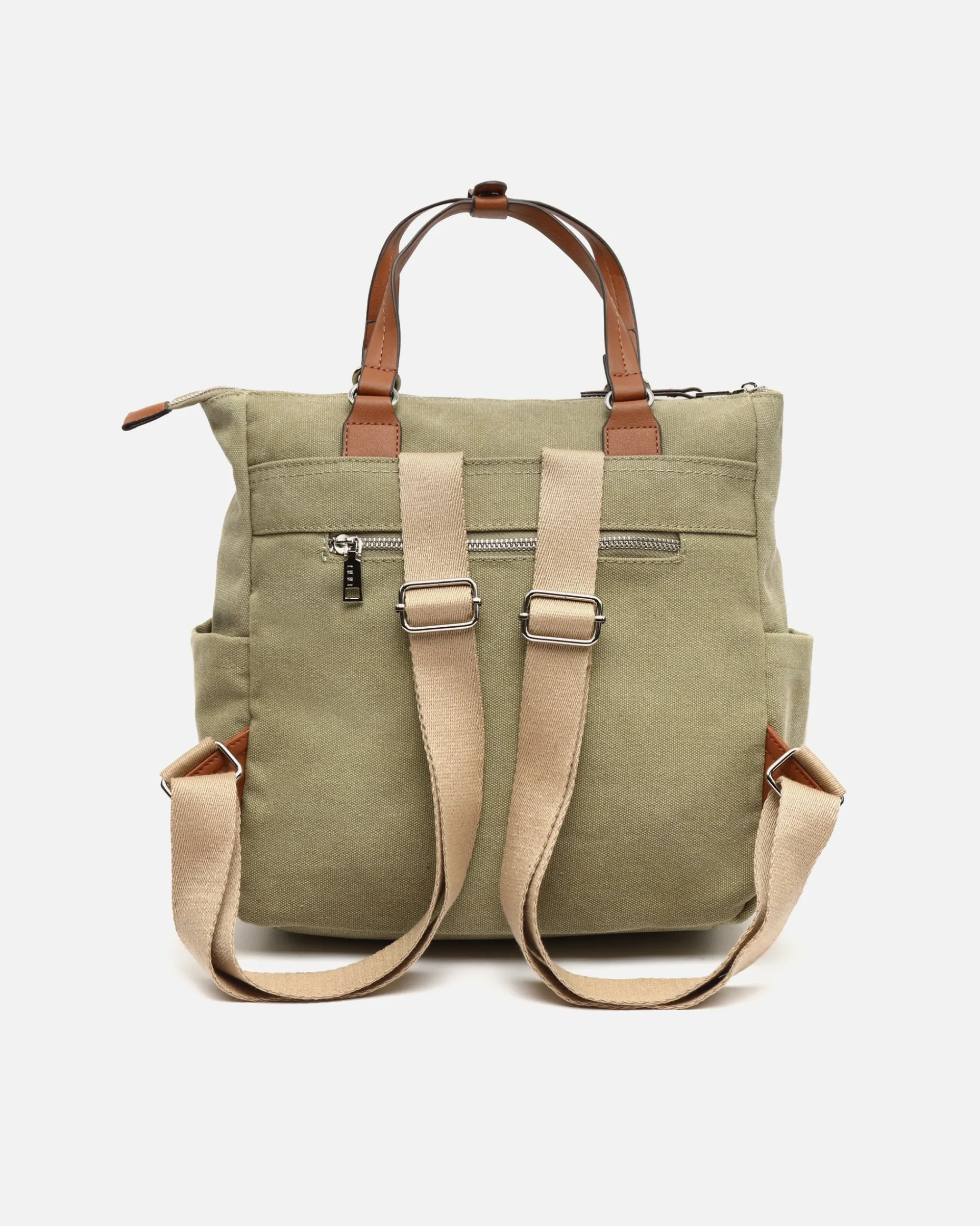 Misako Mochila de tela con asa de mano